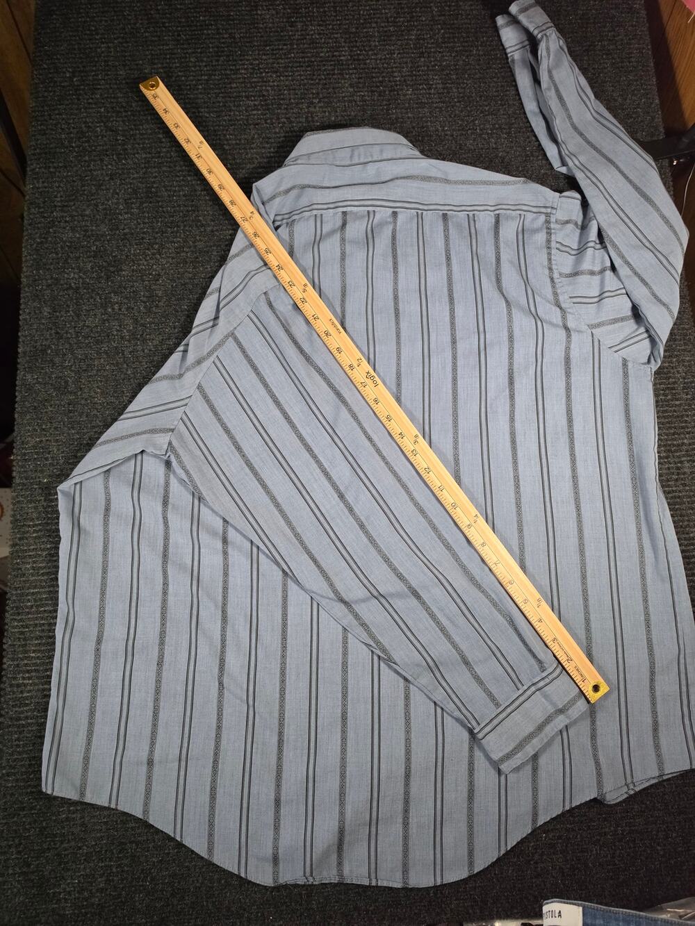 United Blue Gray Striped Button Shirt Mens 2XL 90s (